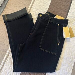 NEW Michael Kors Selma Straight Crop High-rise Women's Dark Blue Jeans 16